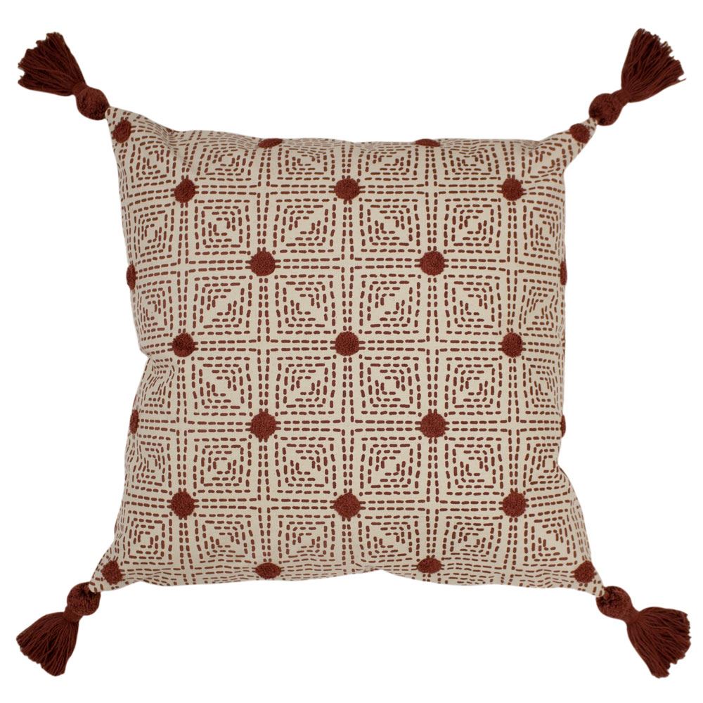 Furn Chia Tufted Geometric Pom Pom Tassel Cushion Cover