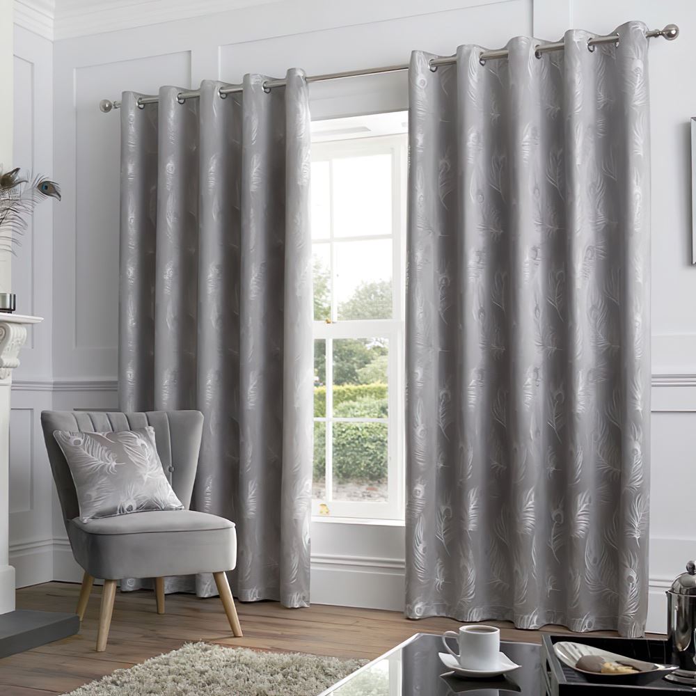 Curtina Feather Jacquard Eyelet Lined Curtains