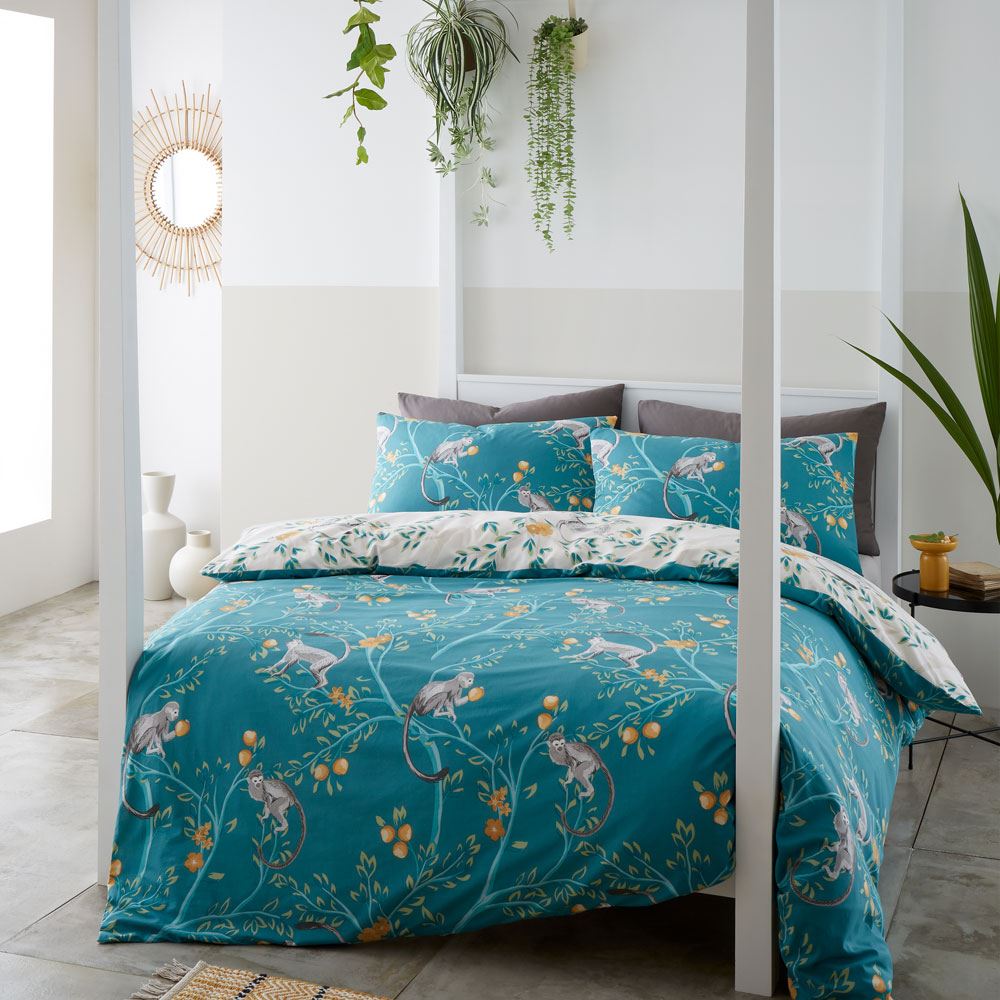 Catherine Lansfield Tropical Monkey Reversible Easy Care Duvet Cover Set