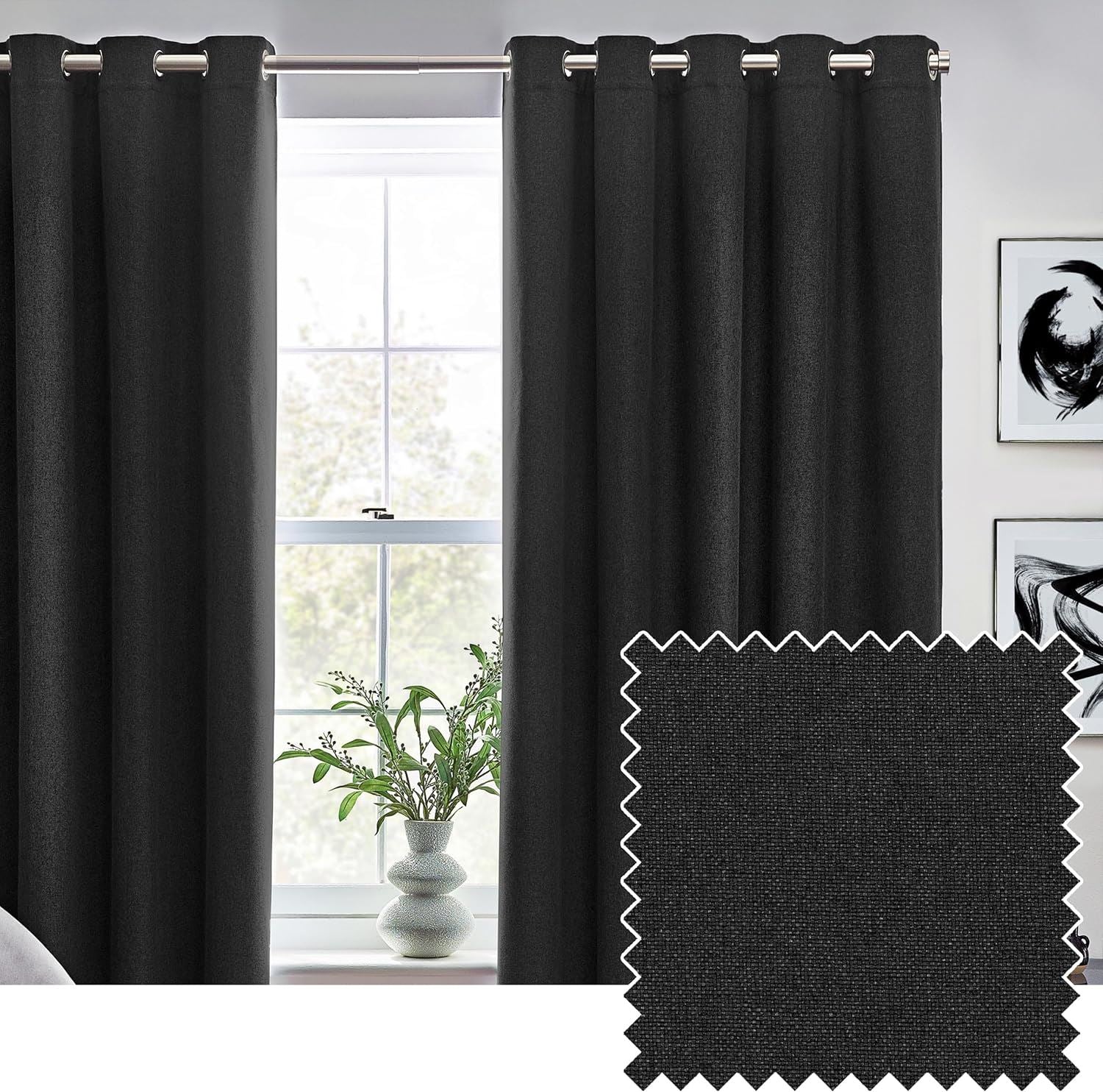 Furn Dawn Plain Thermal Blackout Eyelet Lined Curtains