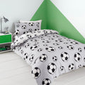 Catherine Lansfield Football Fleece Reversible Single Duvet Cover Set with Pillowcase Grey
