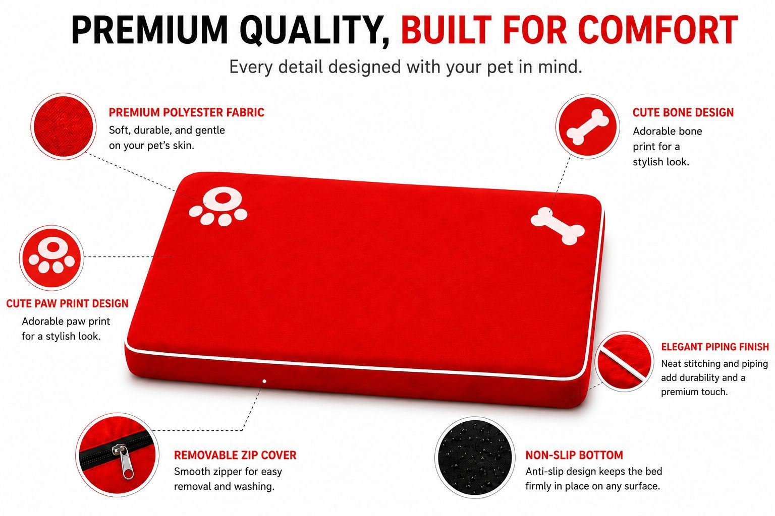 Night Zone Super Soft Bone & Paw Pet Bed Mat