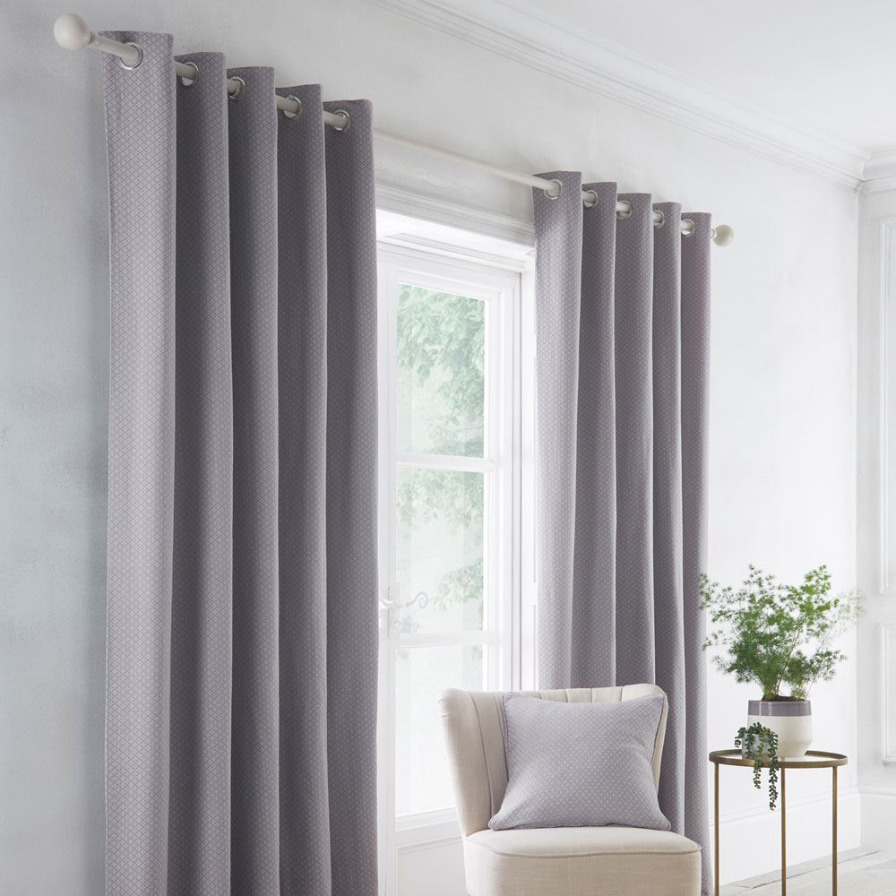 Dreams & Drapes Indiana Geometric Diamond Jacquard Eyelet Lined Curtains