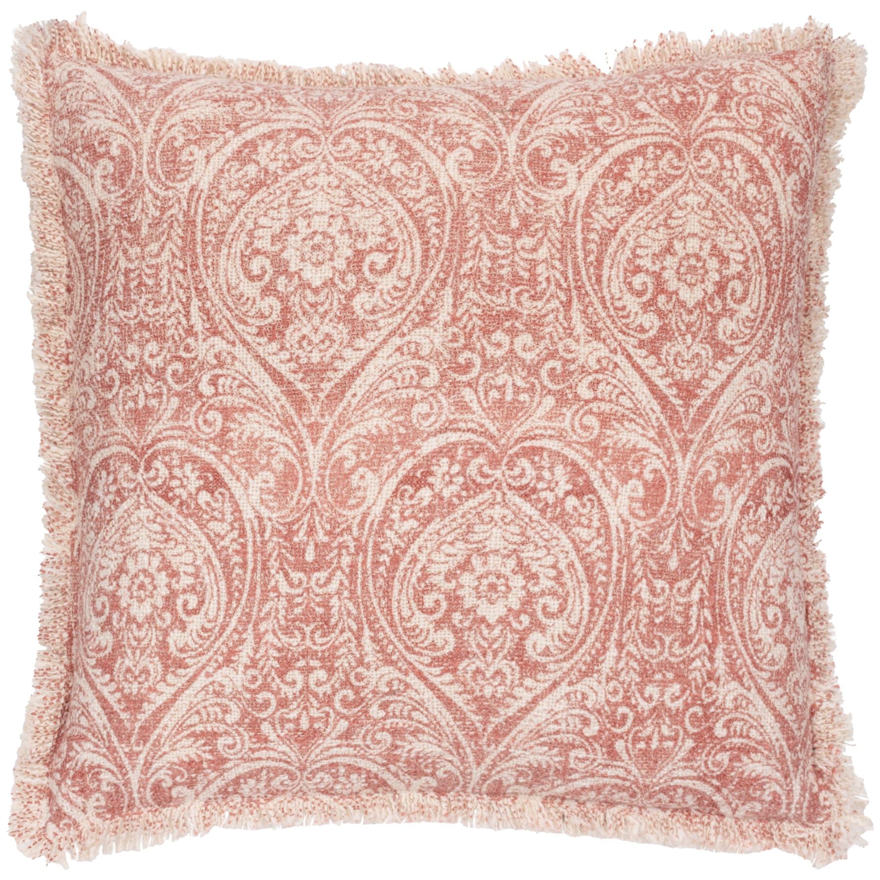Paoletti Durelle Damask 100% Cotton Fringed Cushion Cover