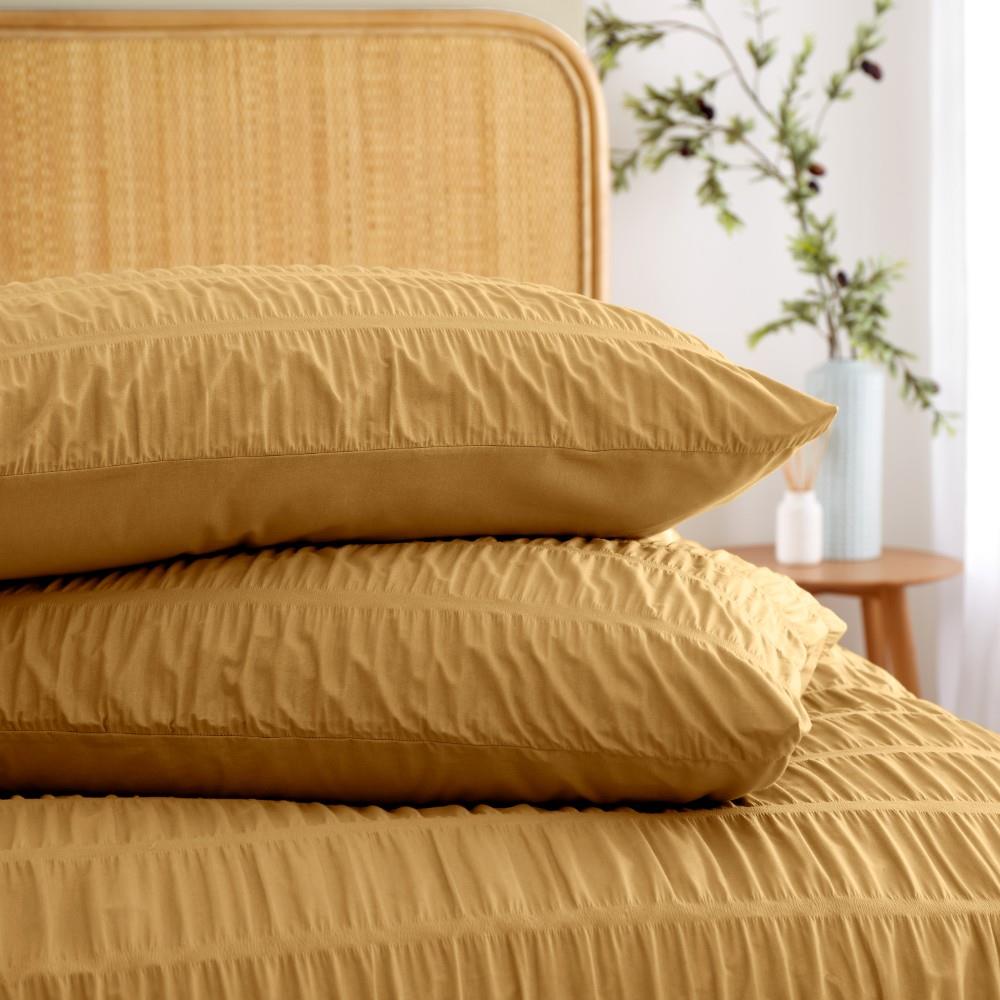Catherine Lansfield Seersucker Banded Textured Cotton Rich Duvet Cover Set
