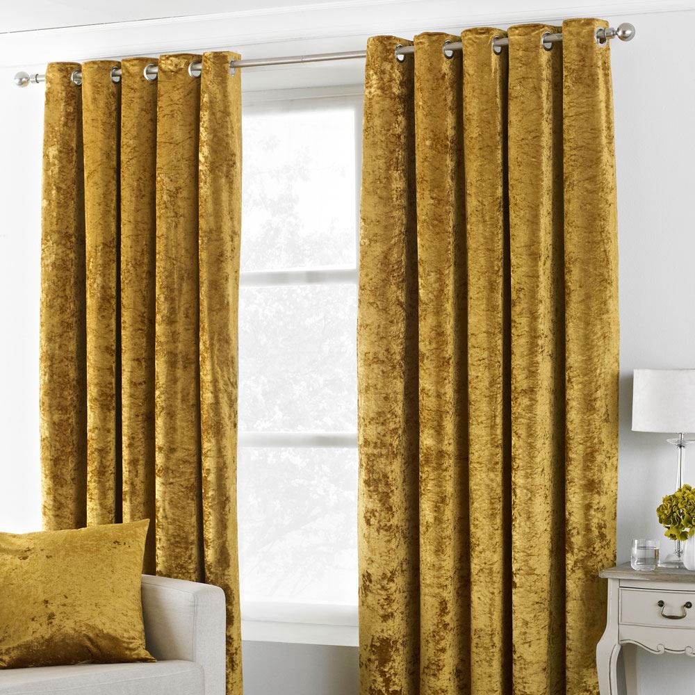 Paoletti Verona Crushed Velvet Lined Eyelet Curtains