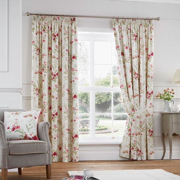 Fusion Jeannie Floral Pencil Pleat Lined Curtains