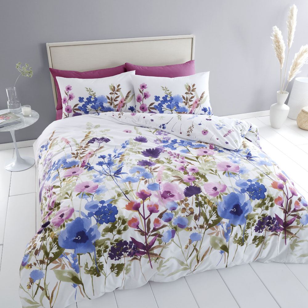 Catherine Lansfield Countryside Floral Print Easy Care Reversible Duvet Cover Set