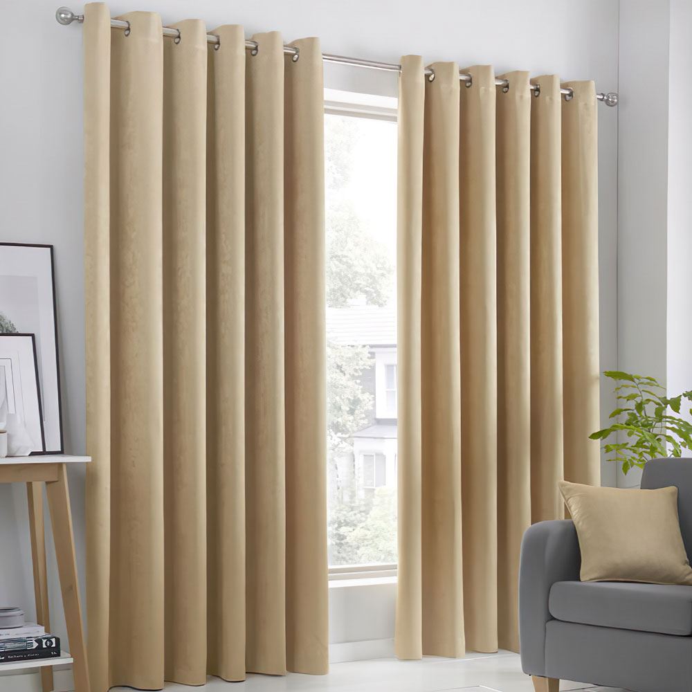 Fusion Strata Woven Eyelet Lined Curtains