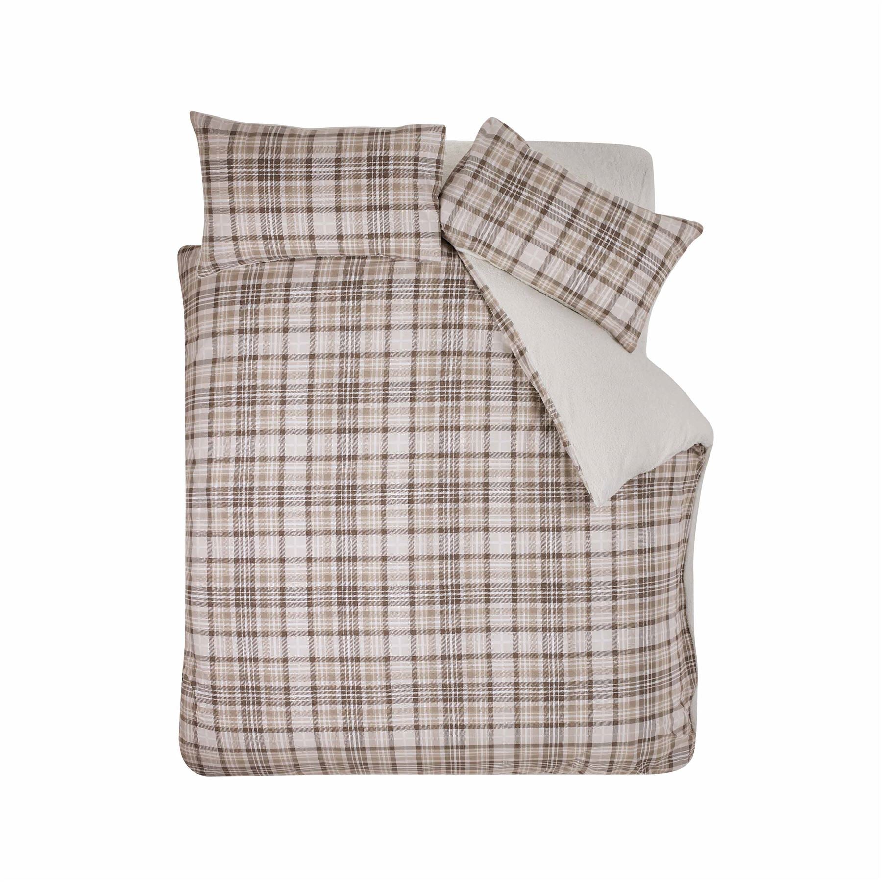 Catherine Lansfield Cosy Sherpa Check Duvet Cover Set