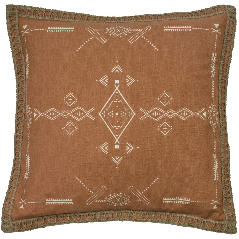 Furn Mini Inka Aztec Braided Trim 100% Cotton Cushion Cover