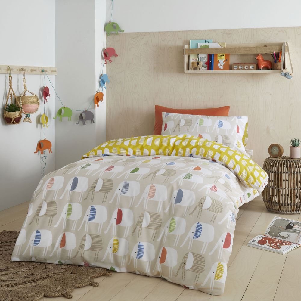 Pineapple Elephant Kids Minbu Elephant 100% Cotton Reversible Duvet Cover Set