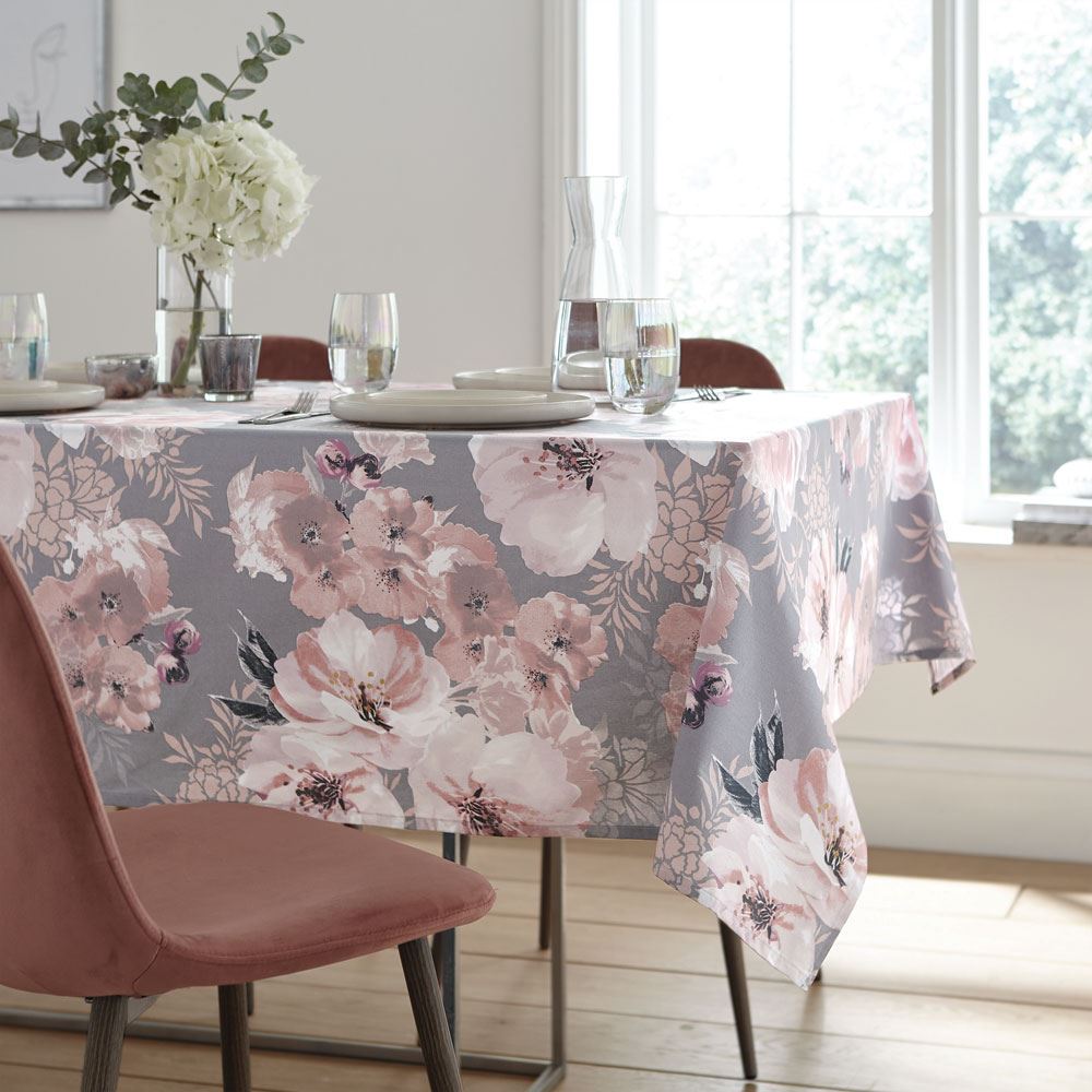 Catherine Lansfield Dramatic Floral 100% Cotton Tablecloth