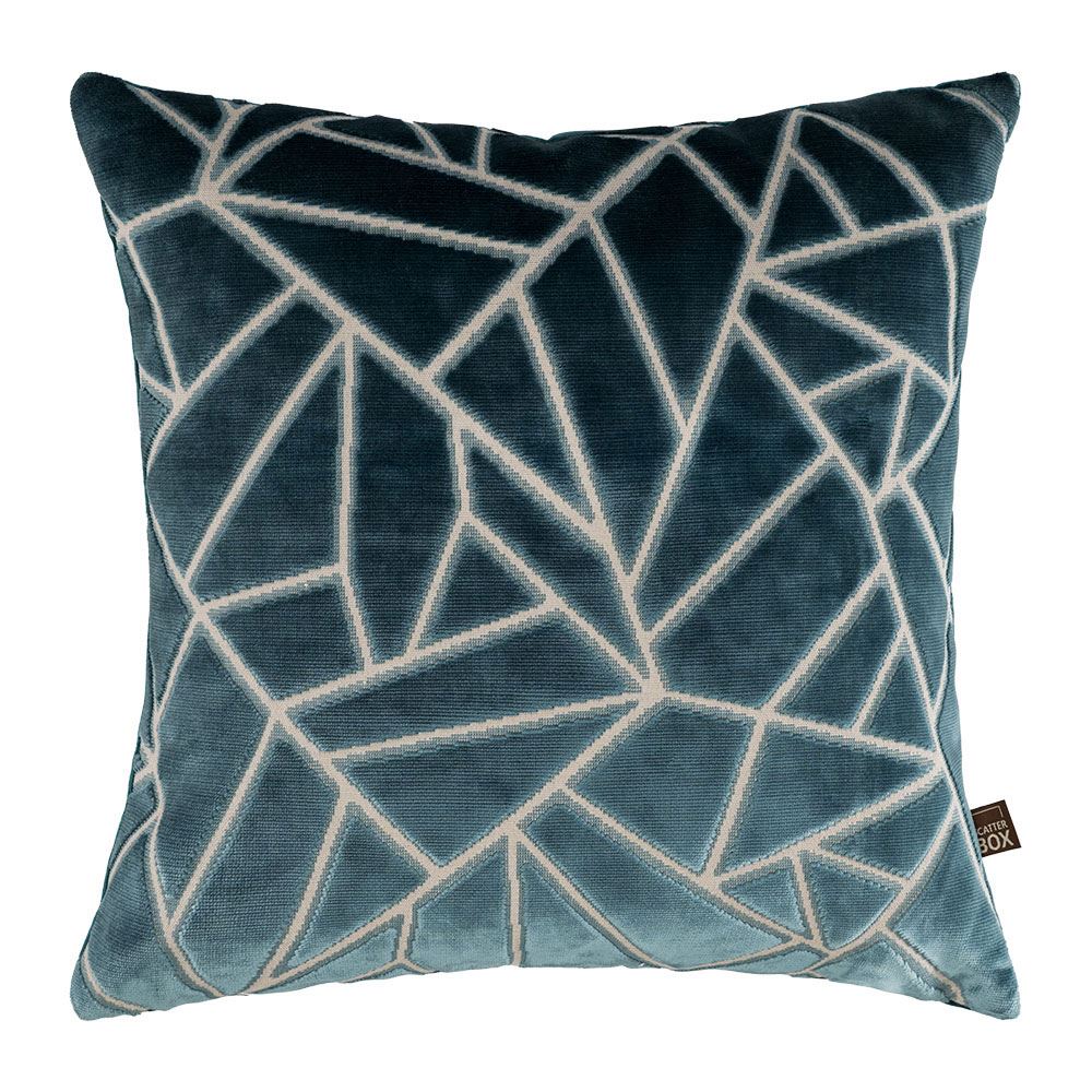 Scatter Box Veda Geometric Cut Velvet Feather Filled Cushion