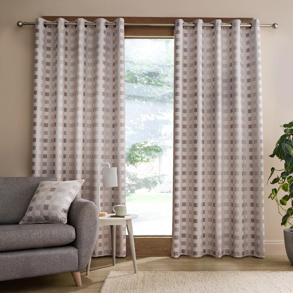 Catherine Lansfield Wilson Check Thermal Blackout Eyelet Lined Curtains