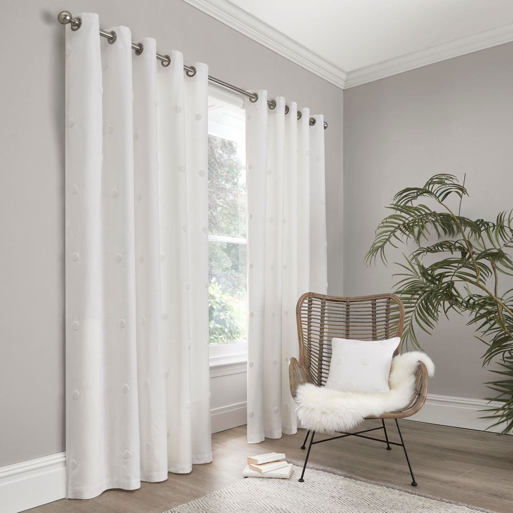 Appletree Boutique Zara Tufted Spots 100% Cotton Eyelet Lined Curtains