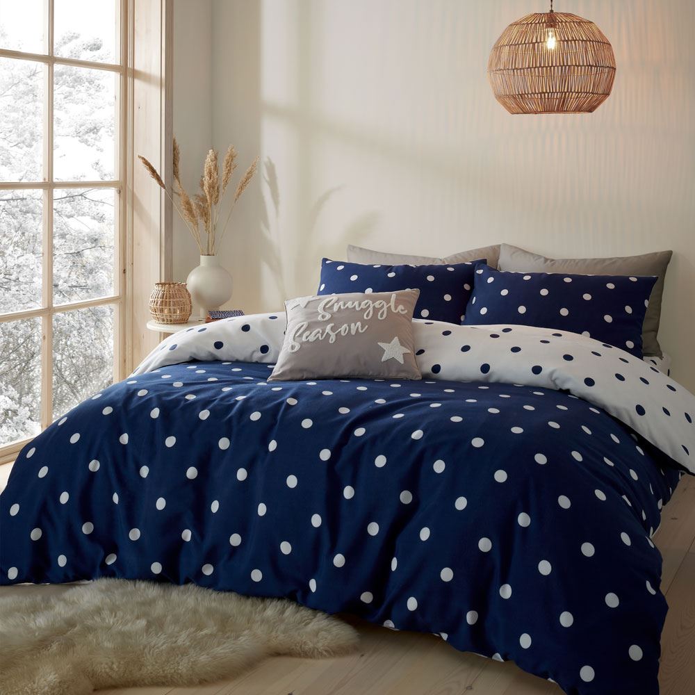 Catherine Lansfield Brushed Spot Reversible Duvet Cover Set