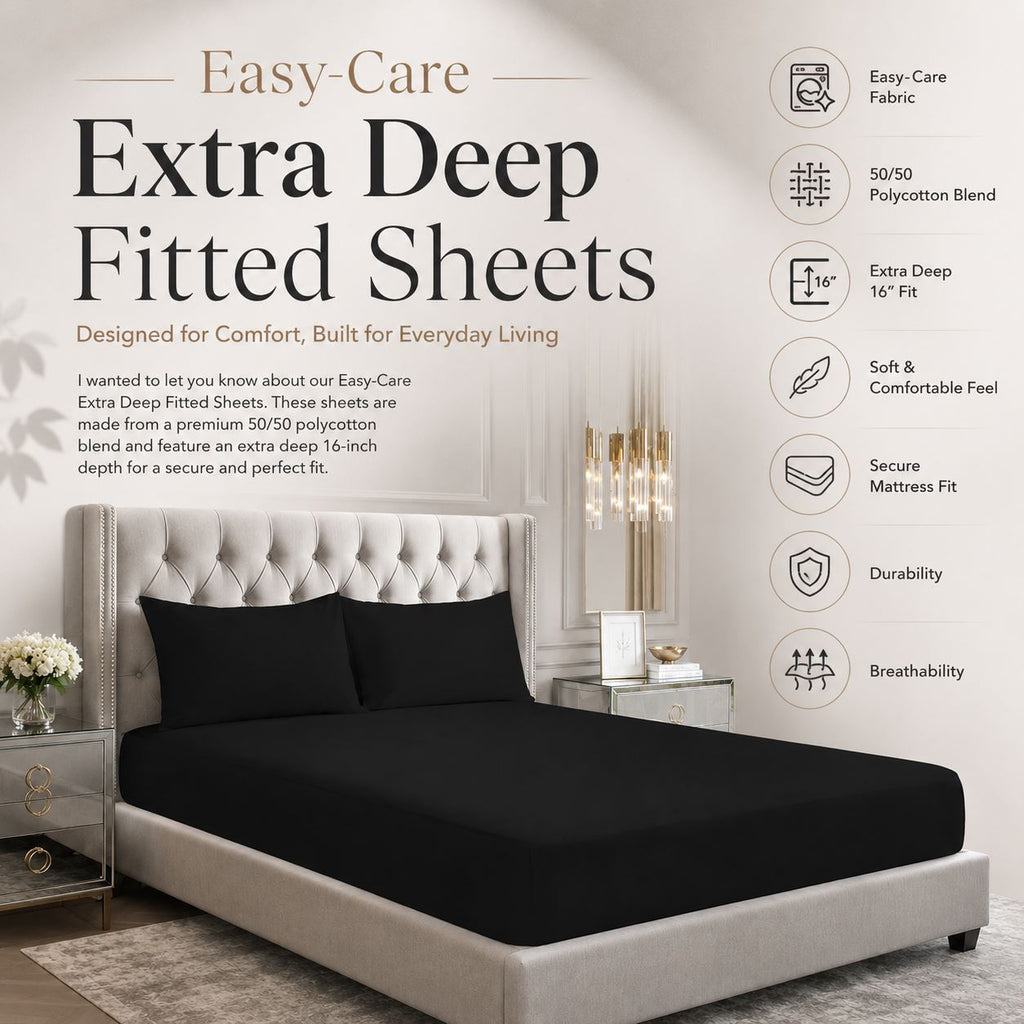 Night Zone Easy-care extra deep fitted sheets