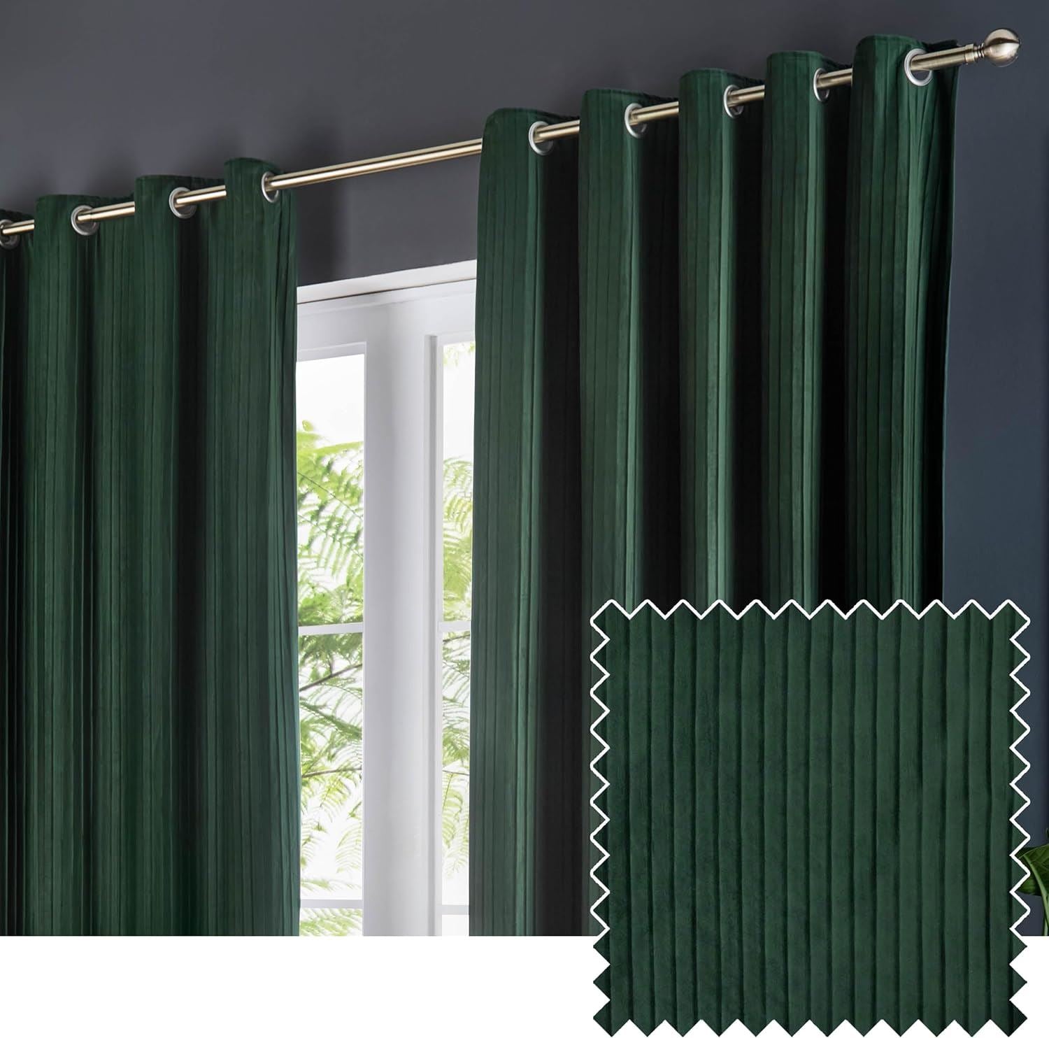 Paoletti Corinthian Mico Pleat Stripe Blackout Eyelet Lined Curtains