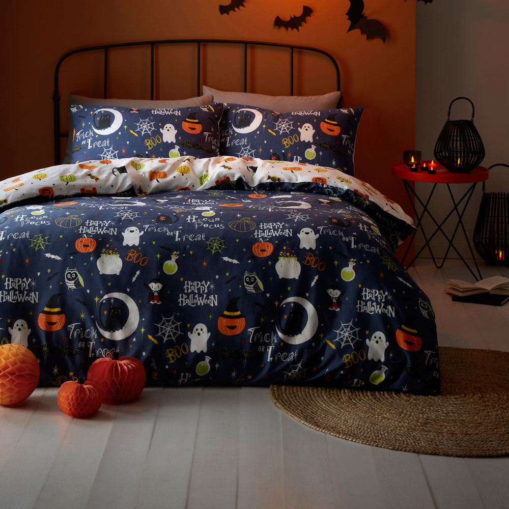 Bedlam Kids Happy Halloween Glow In The Dark Duvet Cover Set