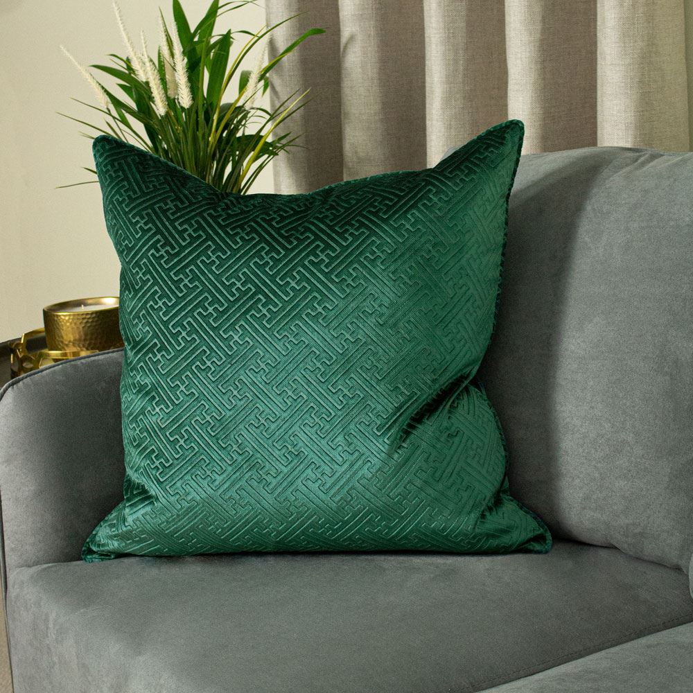 Paoletti Florence Embossed Luxe Velvet Piped Cushion Cover