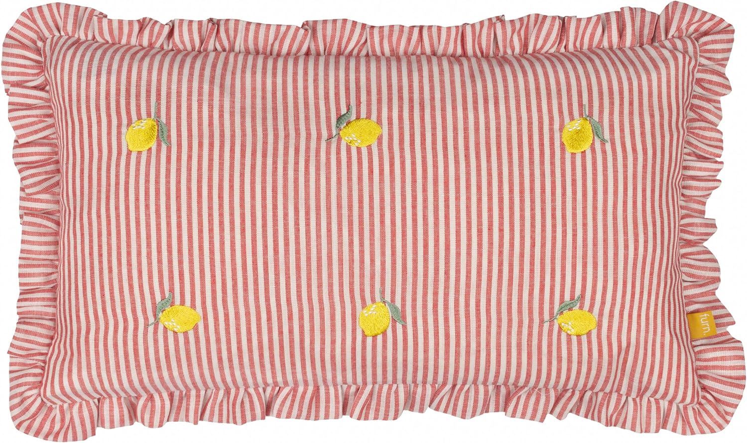 Furn Les Fruites Pinstripe Ruffle Frilled Edge Cushion Cover