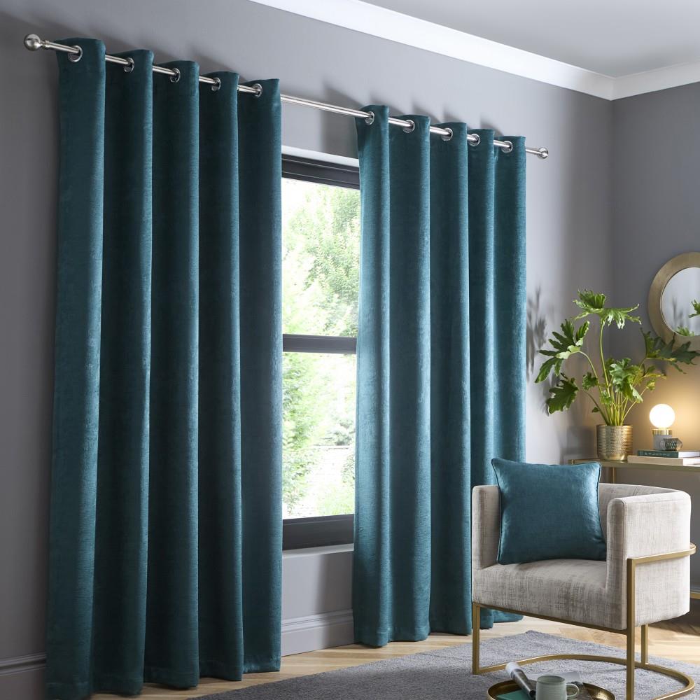 Fusion Strata Woven Eyelet Lined Curtains