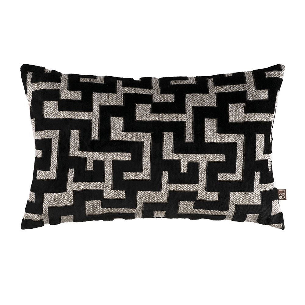 Scatter Box Maze Geometric Cut Velvet Feather Filled Cushion