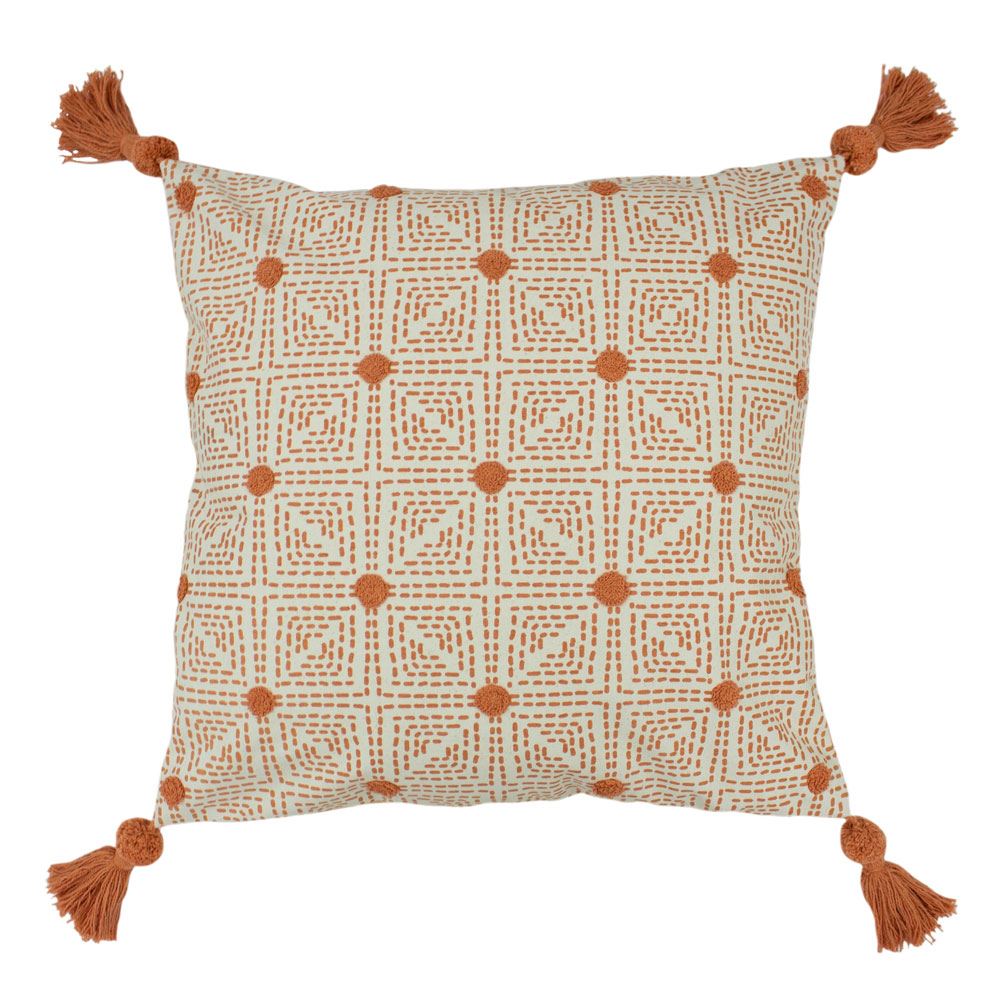 Furn Chia Tufted Geometric Pom Pom Tassel Cushion Cover