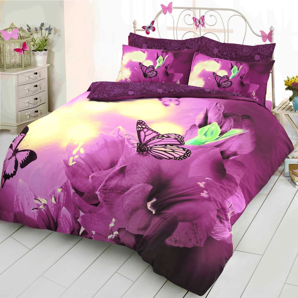 Night Zone Butterfly 3D Photographic Print Duvet Cover Set