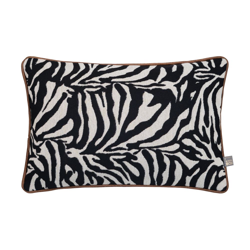 Scatter Box Rey Zebra Print Woven Jacquard Feather Filled Piped Edge Cushion