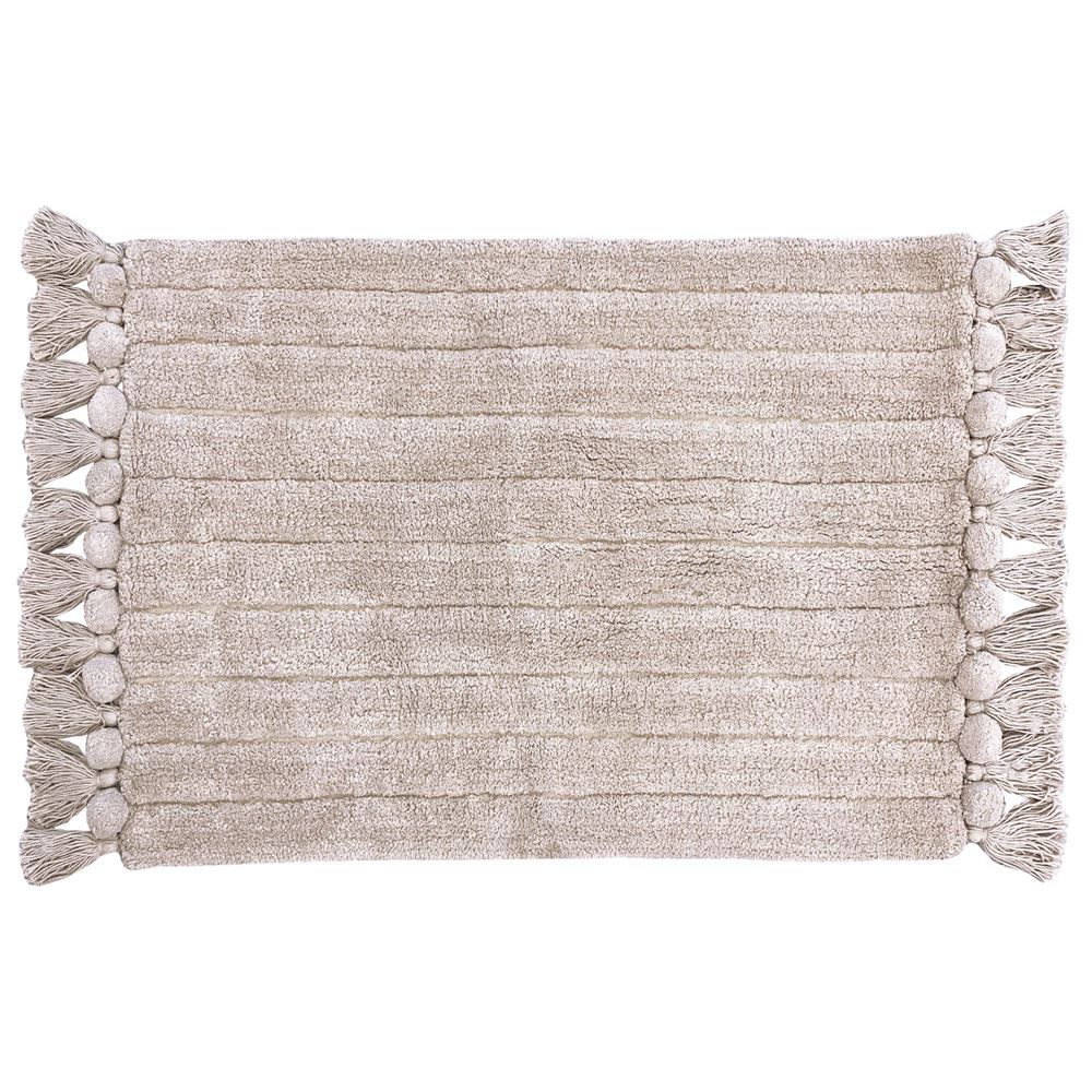 The Linen Yard Ribbed Tasselled 100% Cotton Bath Mat
