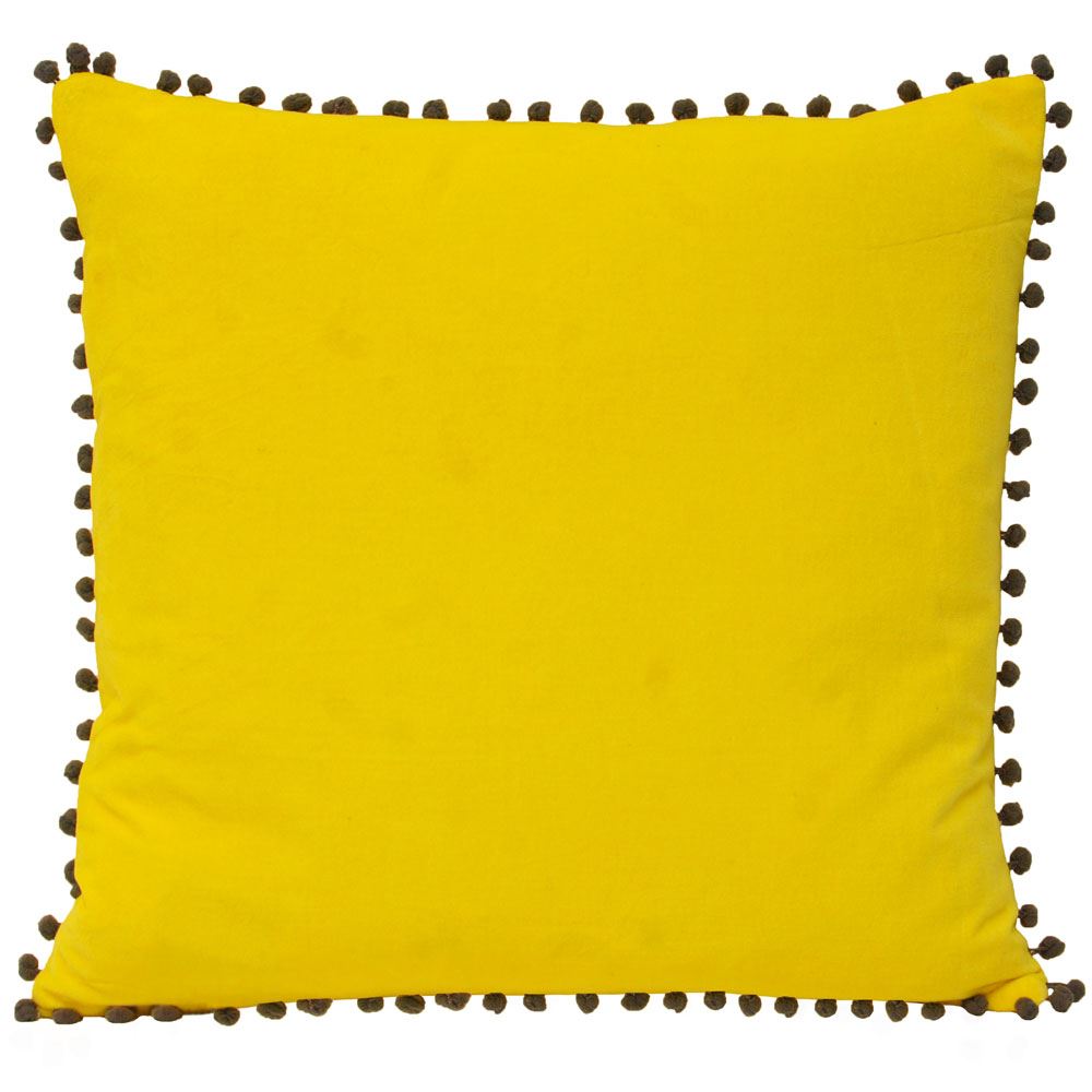 Riva Paoletti Faux Velvet Pom Pom Fringe 100% Cotton Cushion Cover