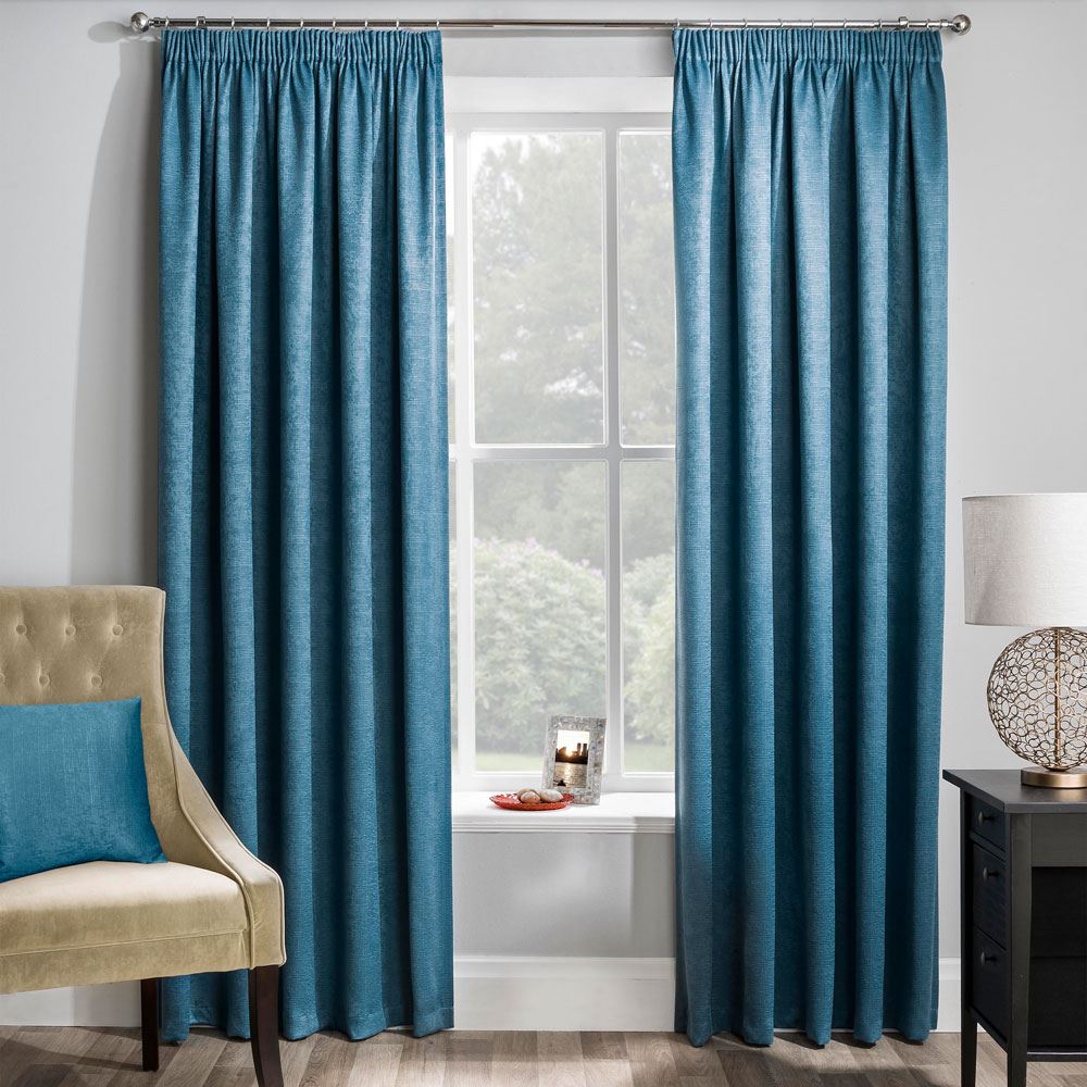 Enhanced Living Matrix Embossed Textured Thermal Blockout Pencil Pleat Curtains
