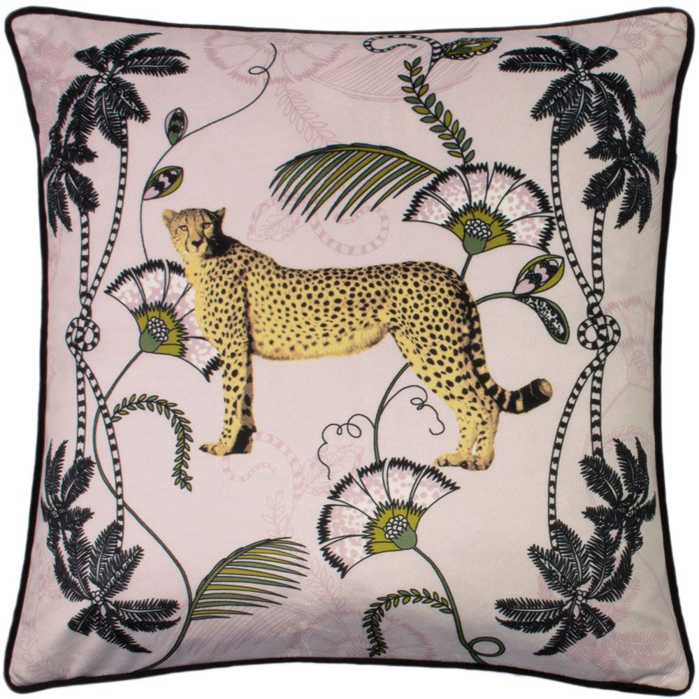 Paoletti Tropica Cheetah Velvet Piped Edge Cushion Cover