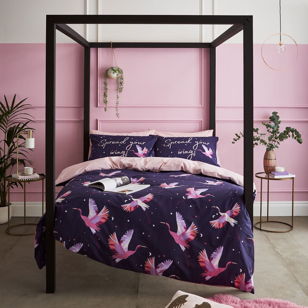 Sassy B Cosmic Cranes Print Reversible Duvet Cover Set