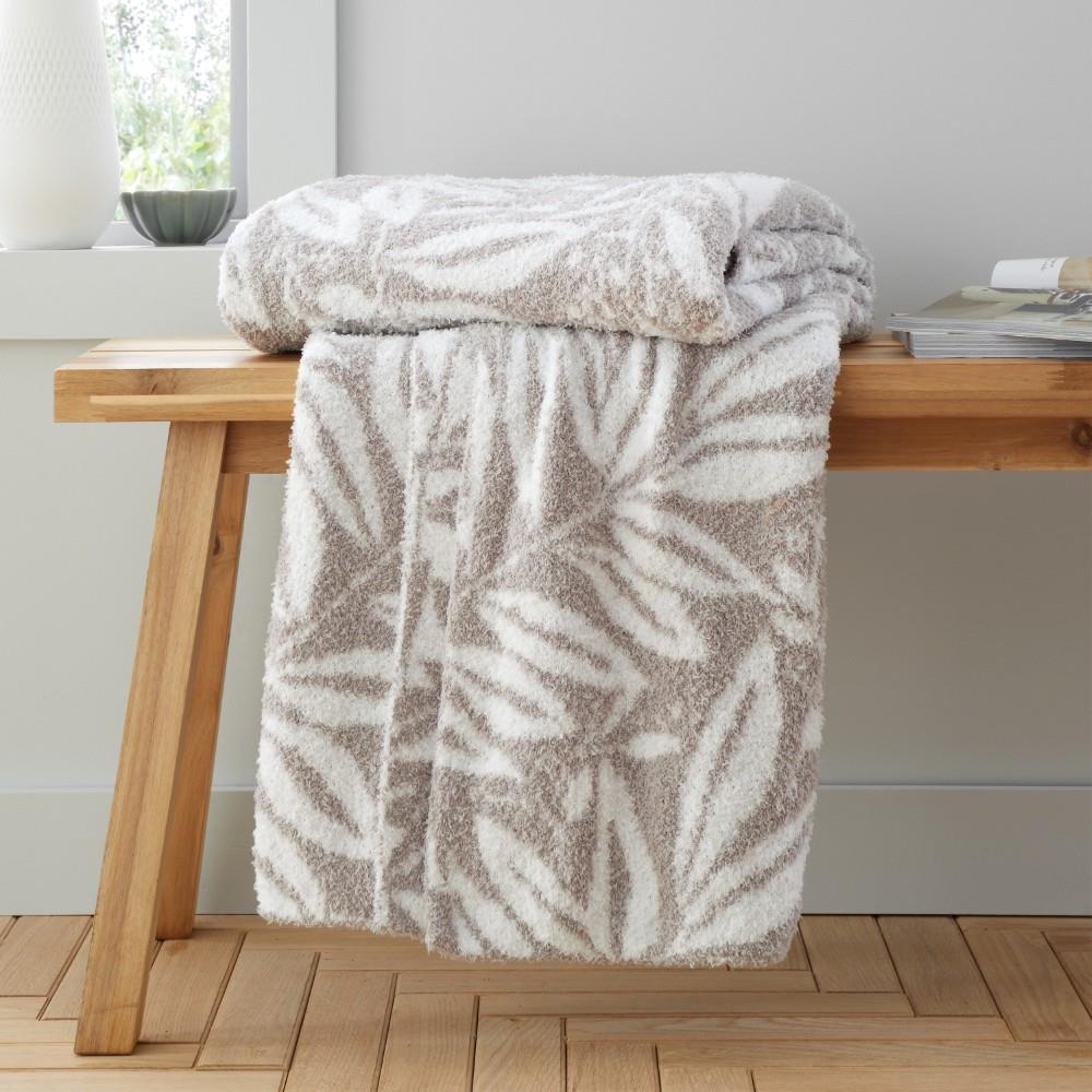 Catherine Lansfield So Soft Sorrel Leaves 130x170 cm Blanket Throw Natural