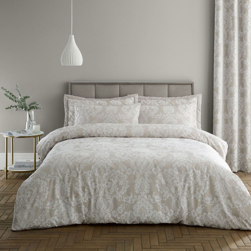 Catherine Lansfield Classic Jacquard Damask Cotton Rich Duvet Cover Set