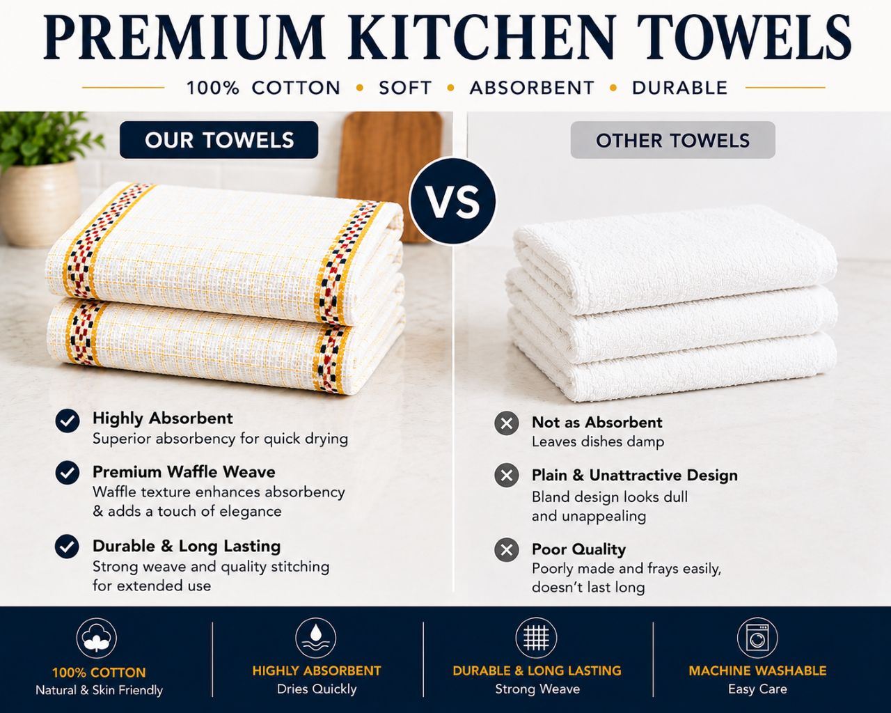 Night Zone Pack of 2 Hawai Tea Towels 100% Cotton