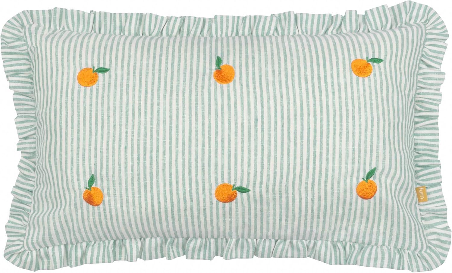 Furn Les Fruites Pinstripe Ruffle Frilled Edge Cushion Cover