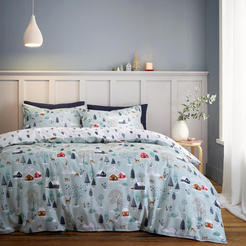 Bianca Winter Scene 100% Brushed Cotton Flannelette Reversible Duvet Cover Set