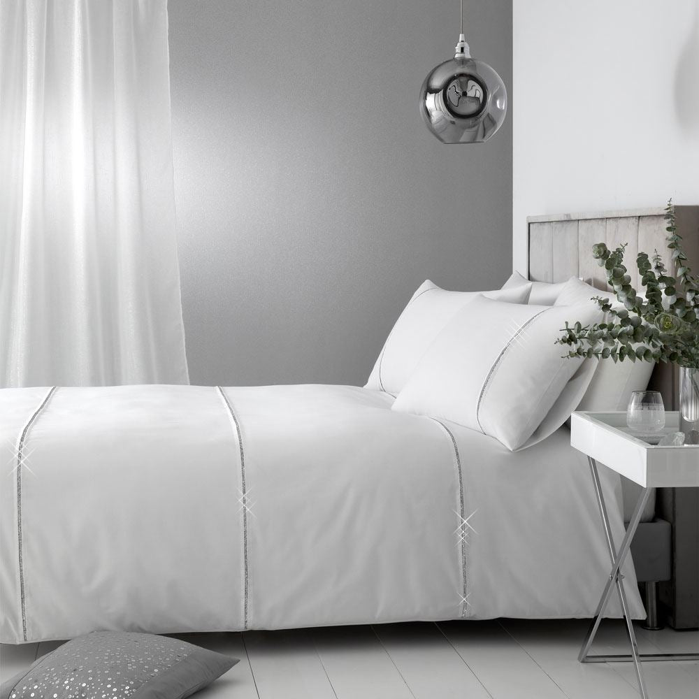 Catherine Lansfield Sparkle Bands Soft Touch Duvet Cover Set