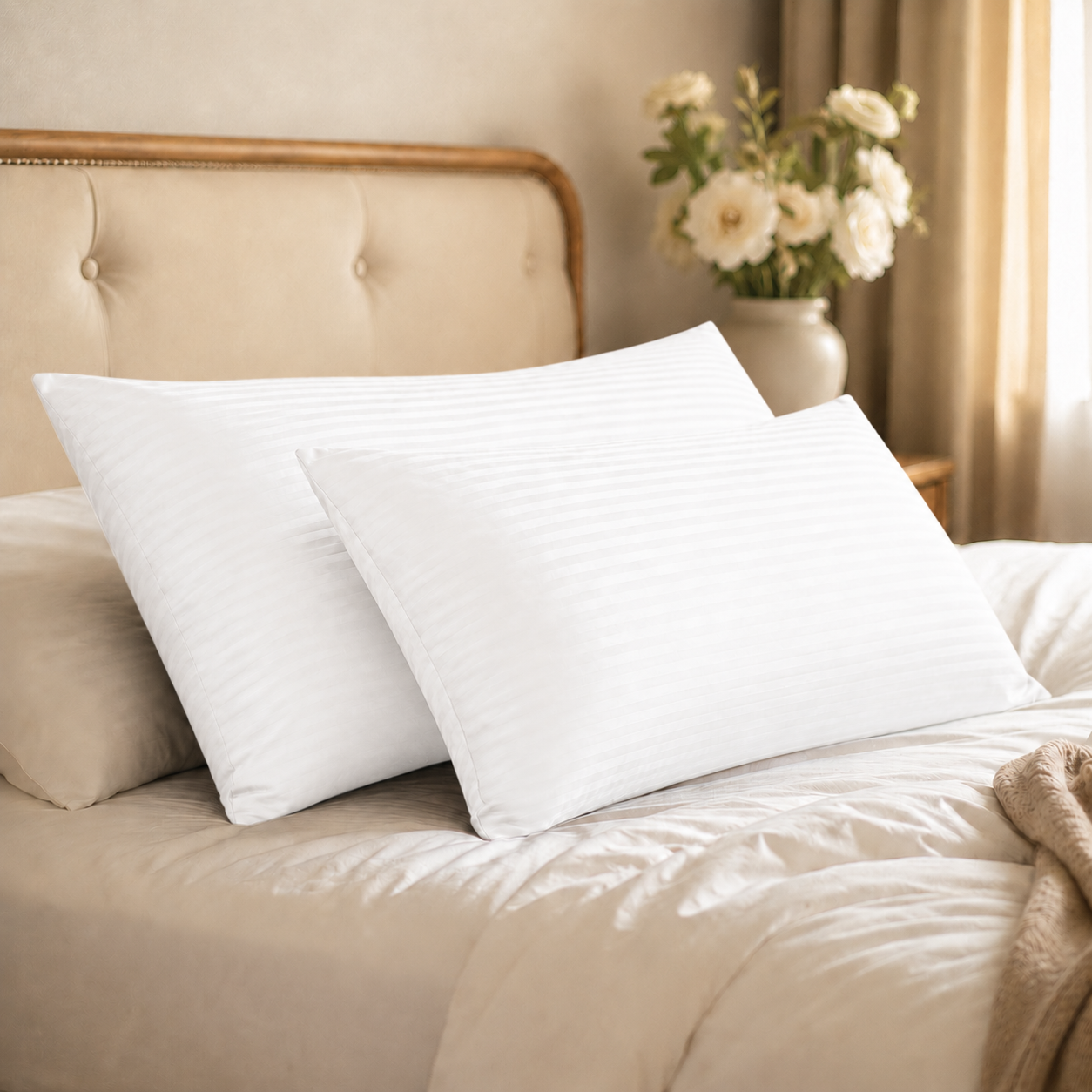 Night Zone Satin Stripe 100% Cotton 250 Thread Count Housewife Pillow Case