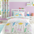 Catherine Lansfield Dinosaur Friends Reversible Junior Duvet Cover Set with Pillowcase Natural