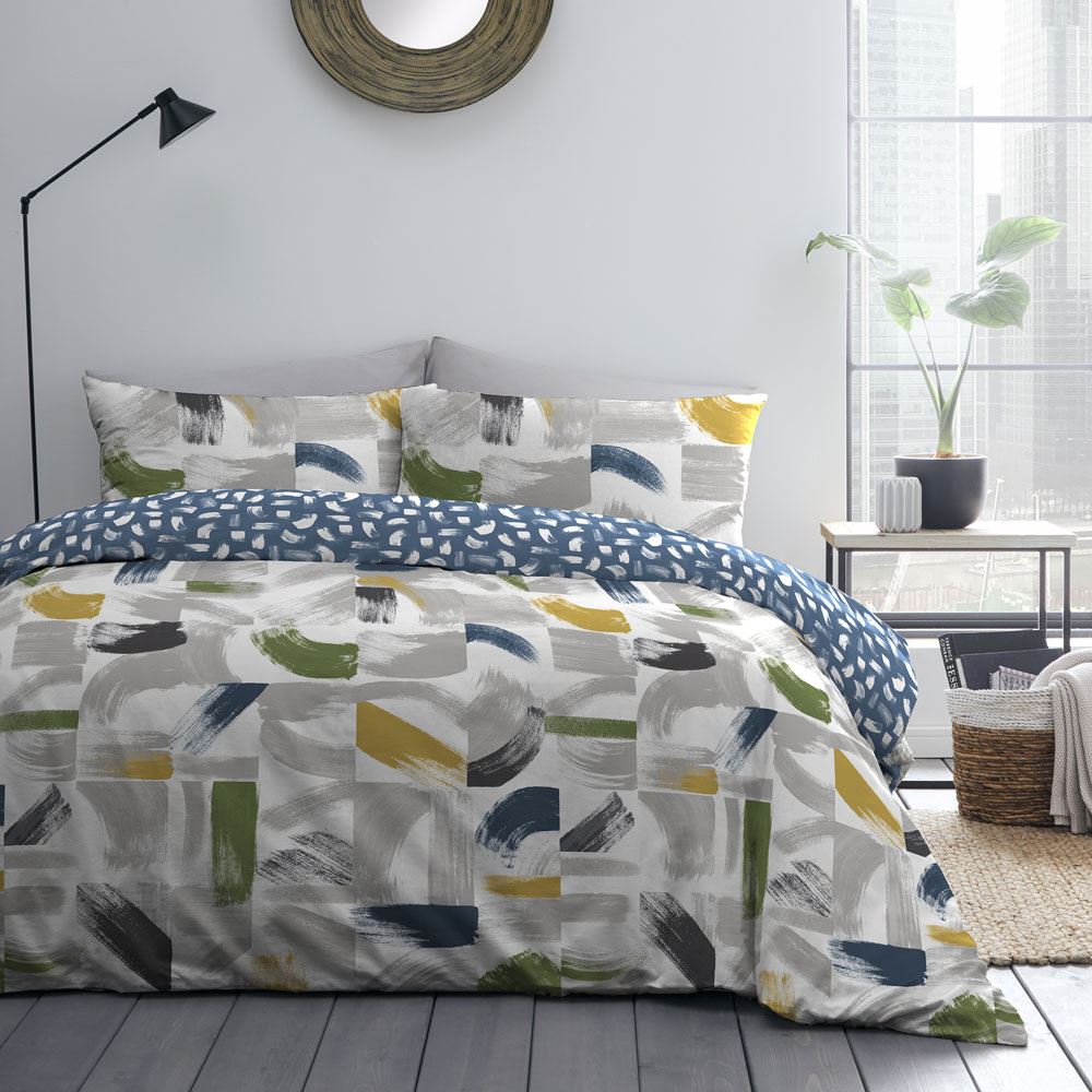 Fusion Brushstrokes Abstract Print Easy Care Duvet Cover Set