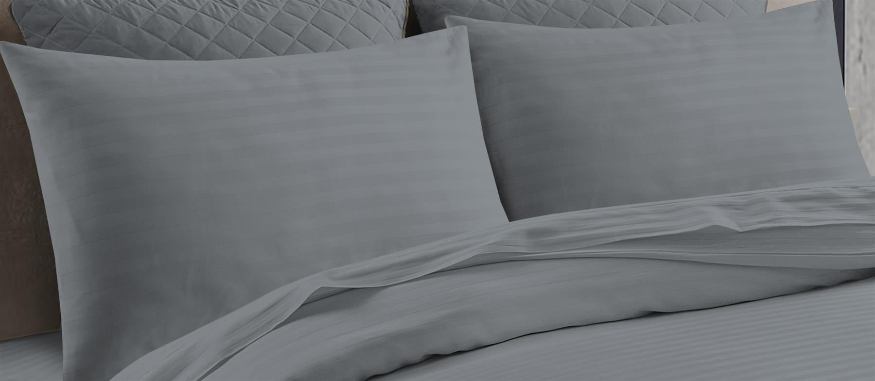 Night Zone Satin Stripe 100% Cotton 250 Thread Count Duvet Cover Set
