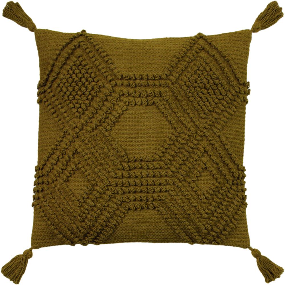 Furn Halmo Diamond Woven Loop Tasselled Cushion Cover