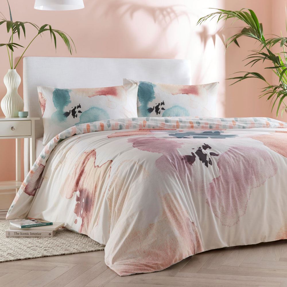 Drift Forward Aquarelle Watercolour Floral Print Reversible Eco-Friendly Duvet Cover Set