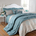 Charlotte Thomas Isabella Faux Silk Duvet Cover, Duck Egg/Beige, Double