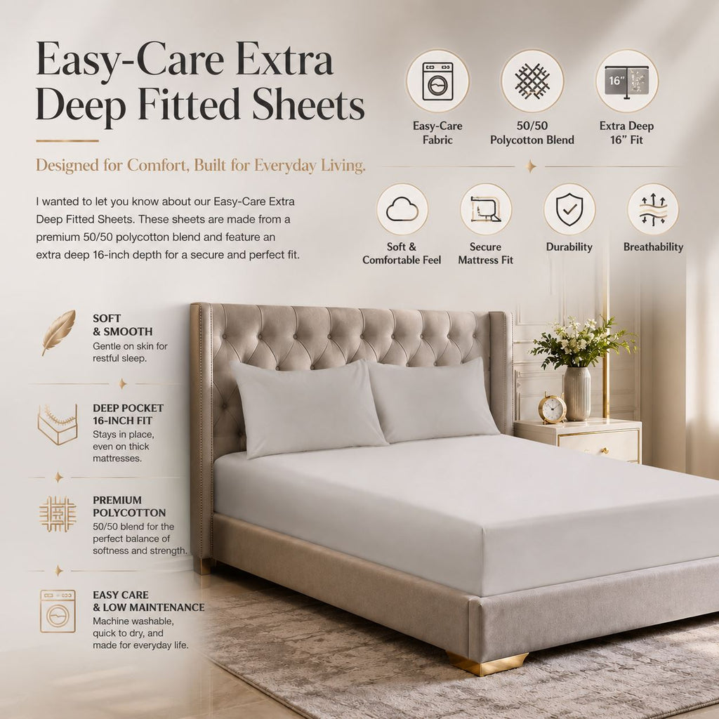 Night Zone Easy-care extra deep fitted sheets